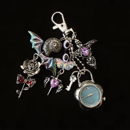 Original Hollow Heart Pocket Watch Chain Keychain Design Steampunk Clock Vintage Necklace Pendant Jewelry Watch Men Women Gift