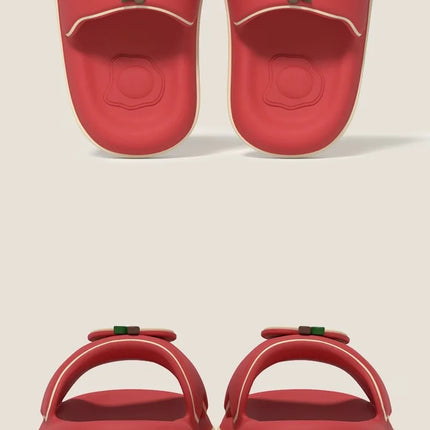 Cute Red Apple Slippers Slides Shoes Adults Fashion Fruit Mules Shoes New Woman Soft EVA Non Slip Comfort Home Slippers Women