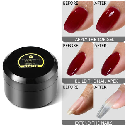 MSHARE 3D Top Coat Gel 50ml 5 IN 1 Rhinestones No Wipe Water Drop UV/LED Soak Off Gel for Nail Art & Extensions