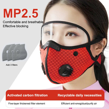 Men's Cycle-Ready Face Mask with Active Carbon Filters and Dust Goggles