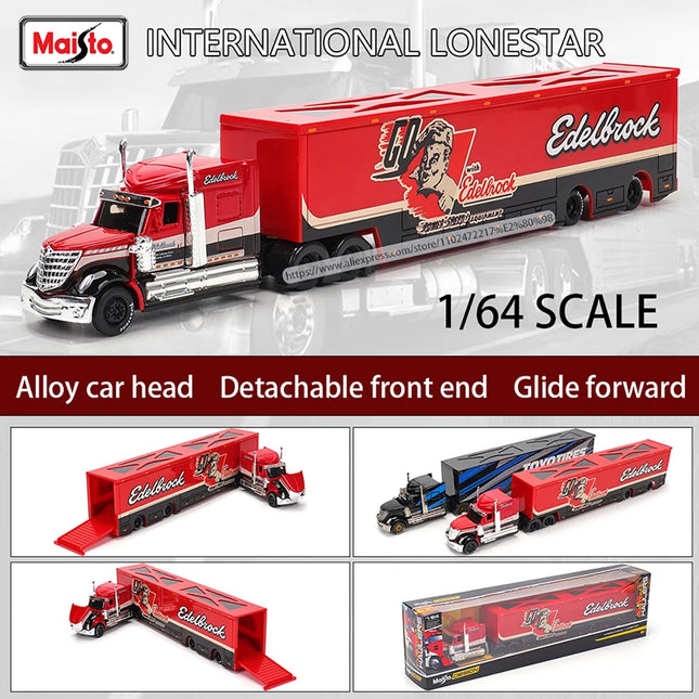 Maisto 1:64 1993 454 INTERNATIONAL LONESTAR Transport Casting Manufacturing Trailer Model Simulation Model Alloy Car Collection