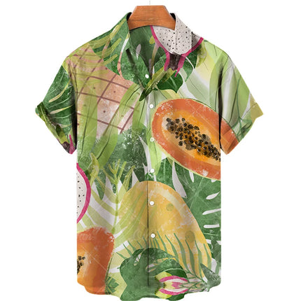 Pineapple Fruit Hawaiian Shirts Lemon 3d Print Men Fashion Blouses Casual Beach Camisas Summer Men's Vocation Lapel Shirt