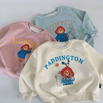 New Spring/Autumn 3D Children's Sweatshirt, Cartoon Paddington Bear Pullover for Boys and Girls, Toddler Top