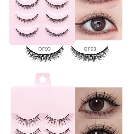 DINGSEN 5 Pairs Manga Lashes Eyes Lashes Soft Natural Long Eyelashes Fake Lashes Anime Wispy Strip False Eyelashes Makeup