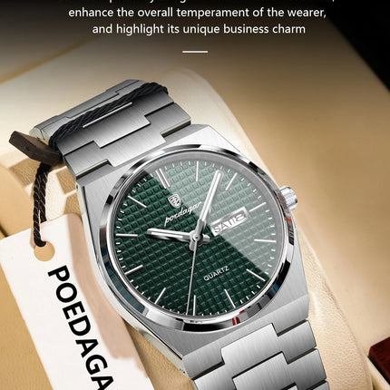 POEDAGAR Luxury Original Men's Watch Waterproof Stainless Steel Luminous Men's Wristwatch Date Week Quartz Fashion Watches For Men