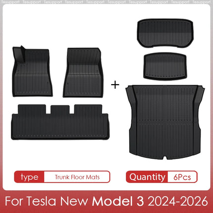 Floor Mats Cargo Liner For Tesla Model 3 2025 Highland Waterproof Anti-slip Trunk Mat TPE Pads Model 3 2026 Highland Accessories