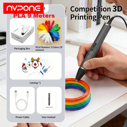 Professional 3D Printing Pen for PLA Filament Doodling Making Detachable Design for 3D Print Pen Competition Level OLED Display
