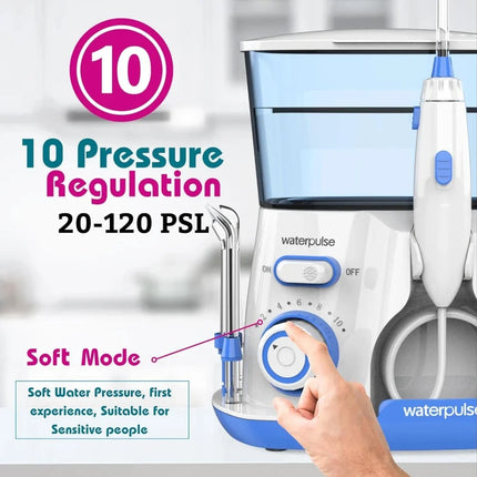 Waterpulse V300 Electric Water Flosser High Pressure Oral Irrigator for Teeth Cleaning Braces Gum Care 5 Nozzles Portable