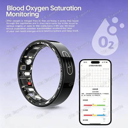 2026 ECG Detection Smart Ring Blood Pressure,Heart Rate,Body Temperature Monitor,Waterproof Multiple Sport Track Men Women Rings