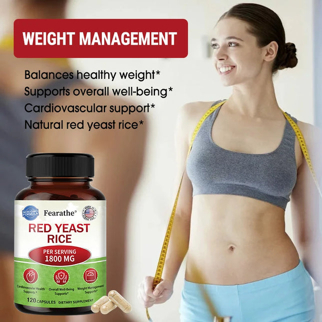 Red Yeast Rice, 120 Capsules, Supports Cardiovascular Health, Helps Maintain Healthy Circulation, and Promotes Overall Well-being
