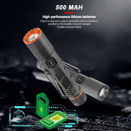 Mini Portable LED Flashlight Built-in Battery Torch With Pen Clip Tail Magnet USB Rechargeable Outdoor Camping Fishing Lantern