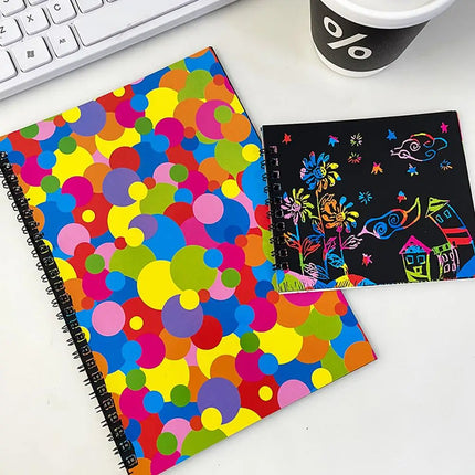 Rainbow Scratch Paper Note Children's Art Book Black DIY Rainbow Art Paper Card Neon Scratch Book Color Drawing Scratch Book