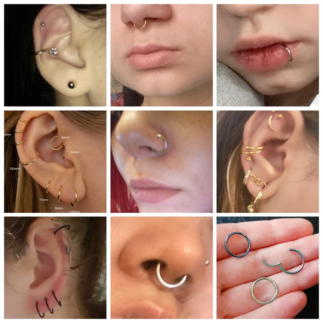 1PC Hinged Segment Nose Hoop Rings Women Surgical Steel Nose Rings Septum Clicker Ring Ear Daith Hoop Earring Piercing Jewelry