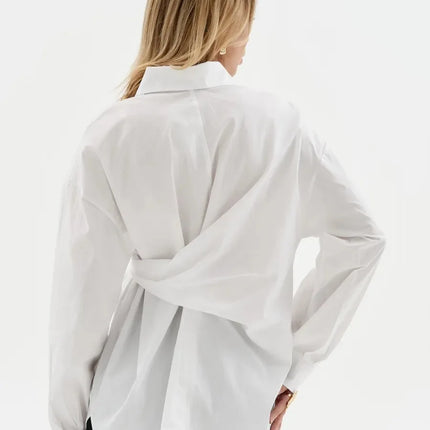 Women's New Shirt Side Waist Tie Slim Fit Casual Long Sleeve Solid Shirt 2026 New Collection Autumn Fashion Loose Ropa Mujer
