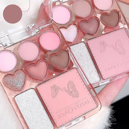 8-color Pearl Glitter Matte Peach Pink Blusher Highlight Eye Shadow Plate Korean Makeup Pink Orange Eyeshadow Cosmetics