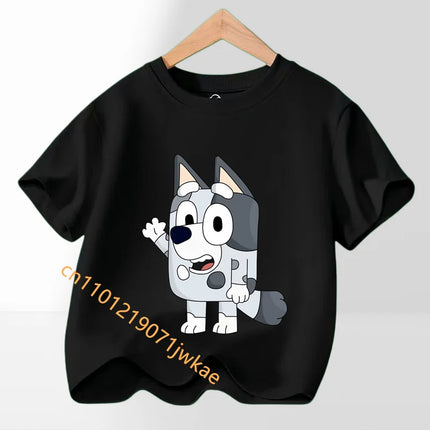 Bluey Bingo T-shirt Children's Summer Multi-color Clothing Girl Trendy Base Top Cute Cartoon Figure Print Tees Kids Birthday Gifts