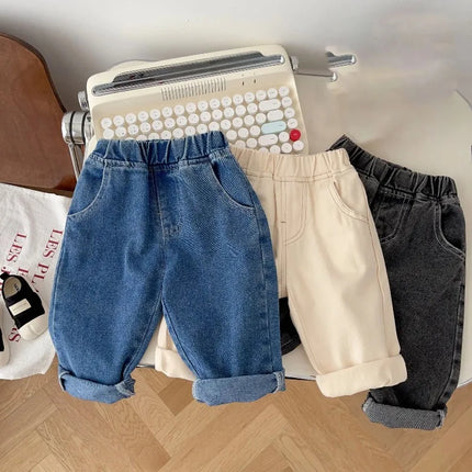 Spring Autumn New Baby Pants Casual Denim 12M-5T Kids Boys Straight Jeans Soft Toddler Girls Fashion Trousers