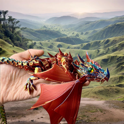 42Cm/16.54In Finger-Biting Dragon Moveable Joints Animal Model Home Desktop Decoration Ornament Gift Collectible Statue