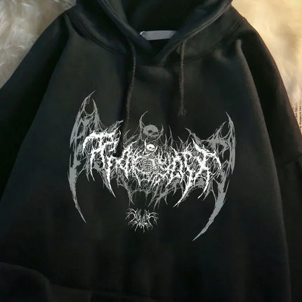 Women's Hoodie Long Sleeve Skull Graphic Print Gothic Tops Female Hoodie for Cool Girls Fashion Punk Style Black Graphic Y2K Top