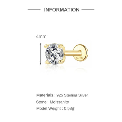 Aide Mini 2/3/4mm Moissanite Earring For Women 925 Sterling Silver Earring INS Trend Wedding Ear Studs Jewelry Brincos de Pratas