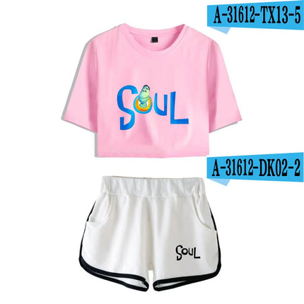 Youthful Movie Joe Gardner T-shirts shorts Pants Dew navel Sport Girls Short Sleeve Suits Sexy Girls Summer Two Pieces sets