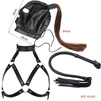 Adult Supplies Alternative Hood Wig Anonymous Mask RolePlay Stage Props Bondage Lingerie Spanking Snake Whip Sexy Toys For Women