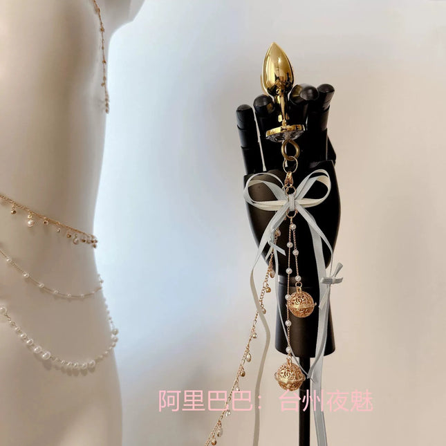 Ribbon Bow Nipple Clamps Bell Reast Punishment SM Training Erotic Collar and Chain Nipple Restraints Adult Game Flirting Sex Toy