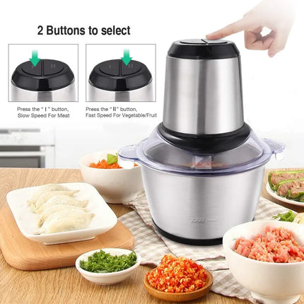 2L Domestic Meat Mincer Electric Fully Automatic, Stainless Steel, Multi-Functional Kitchen Appliance with Anti-Overflow Feature