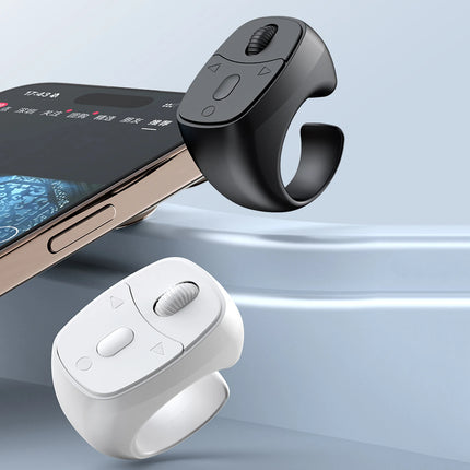 New BT 5.3 Ring Remote Control One Click Selfie Page Turning Roller Fingertip Controller for Phone Liking Scrolling Hands Free