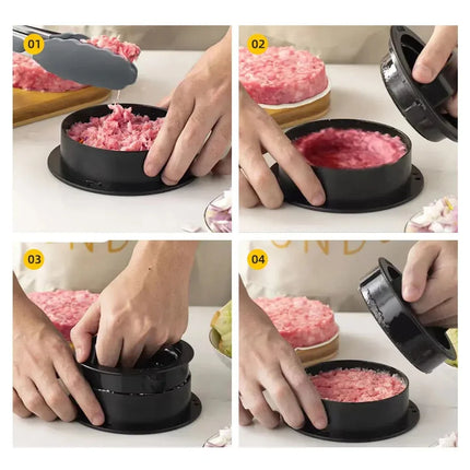 Hamburger Press Patty Maker Burger Press 3 in 1 Non-Stick Meat Beef Veggie Hamburger Mold Kitchen Gadgets to Make Patty