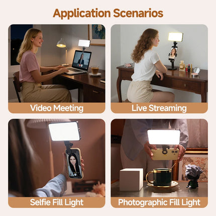 RGB LED Video Light Fill Straight Pocket Photography Lighting Clip for Phone iPhone iPad Laptop Camera - Vlog Live Stream