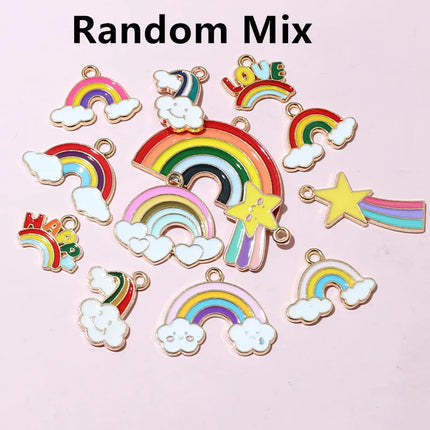 10pcs Rainbow Charms Cute Enamel Metal Charm Pendant for DIY Necklace Bracelet Jewelry Making