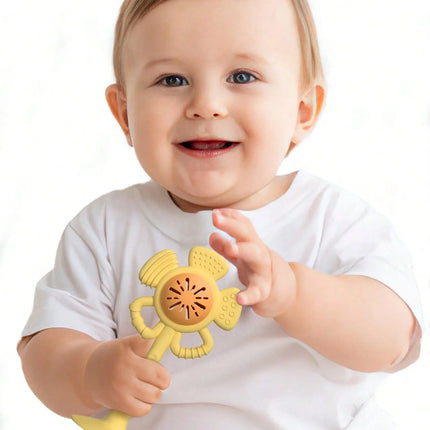 1PK Silicone Flower Suction Toy. Rattle & Sensory Teether for Babies. BPA-Free, Safe & Perfect for Fine Motor Skills.