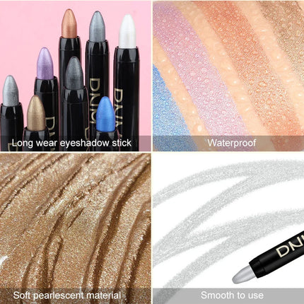 16 Colors Pearlescent Eyeshadow Sticks High Pigmented Eyeshadow Pencil Glitter Waterproof Long-Lasting Eye Makeup Non-Smudged