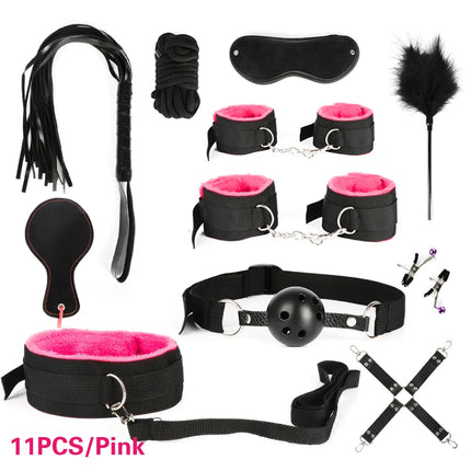 Bdsm SexLove Kits Female Handcuff Whip Mouth Gag Anal Bead Butt Plug Adult Game Props Bondage Restraint Kit Bullet Vibrator
