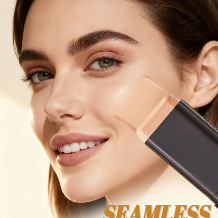 TVLV Long Lasting Matte Foundation Stick-Full Coverage Waterproof Brighten Makeup Base for Compact Concealer Stick with Brush