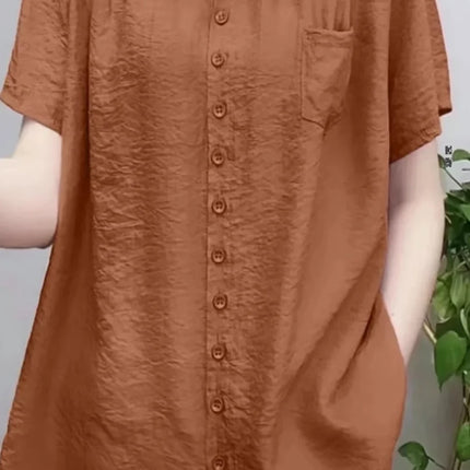 Plus Size Loose Sportswear Women's Shirt Summer New Style Base Layer Top Korean Style Commute Linen Fabric Regular Fit