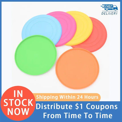 Dog Round Interactive Toys Safety Silicone Flying Discs Wholesale Small Large Dogs Bite Resistant Training Pet Supplier 1PC