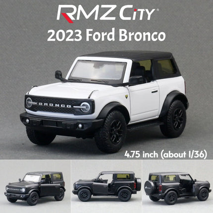 1/36 Ford Bronco SUV Off-Road Toy Car Model For Children RMZ CiTY Diecast Miniature Pull Back Collection Gift for Kid Boys