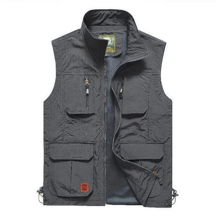 2026 Printing Logo Men's Thin Casual Vest Lightweight Breathable Outdoor Fishing Photography Multi-Pocket Comfortable Vest Top