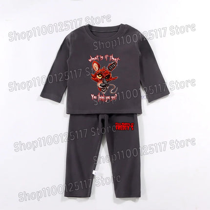 FNAF Pajamas Pants Set Children Thermal Underwear Suit Anime Five Nights at Freddy's Cool Clothing Suits Boys Girls Loungewear Gift