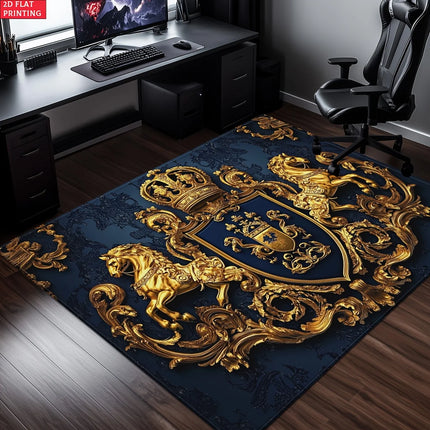 Royal Crest Rug Velvet Flannel Printed Floor Mat Luxury Design Decorative Carpet Outdoor Living Room Home Decor