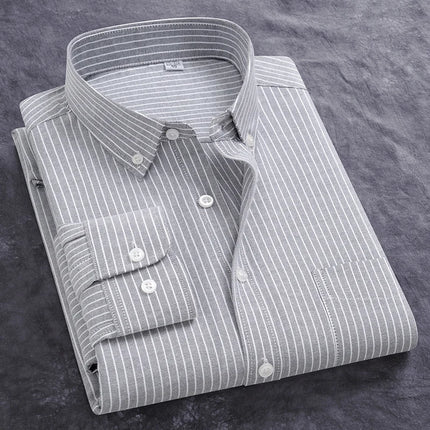 Fashion Men's Oxford Shirt Long Sleeve Spring And Autumn Casual 100% Cotton Stripe Solid Plaid Button Down Business Man Clothing