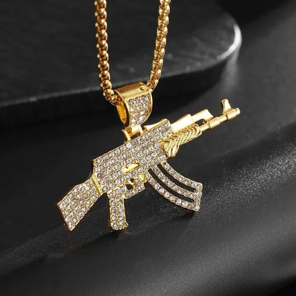 Hip Hop Iec Out Put Crystal Zirconia Dollar Sign Pendant Necklace Fashion Punk Cool Rock Rap Party Jewelry Accessories for Men