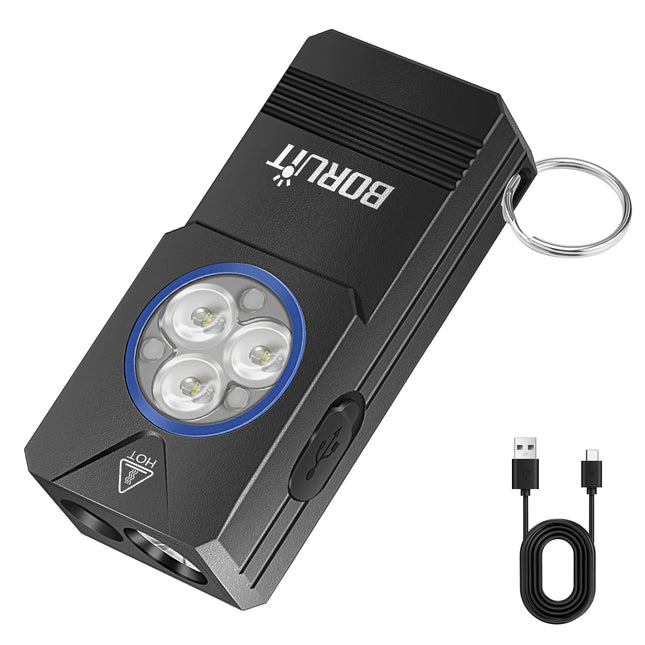 BORUiT EV30 550LM UV LED EDC Flashlight Type-C Rechargeable Work Light Torch with Magnet Waterproof Camping Pocket Lantern