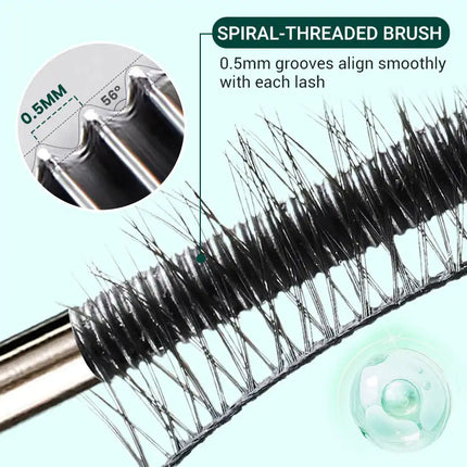 Waterproof Metallic Tube Mascara Black Silk Fiber Long Curling Non-Clumping Eyelash Extensions Spiral Makeup for Eyes