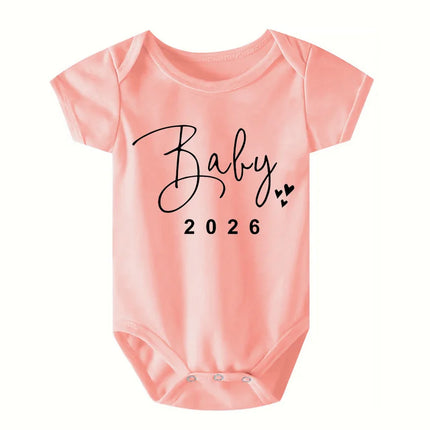 Baby 2026 Pregnancy Announcement Newborn Baby Bodysuits Summer Casual Boys Girls Romper Jumpsuit Clothes Outfit