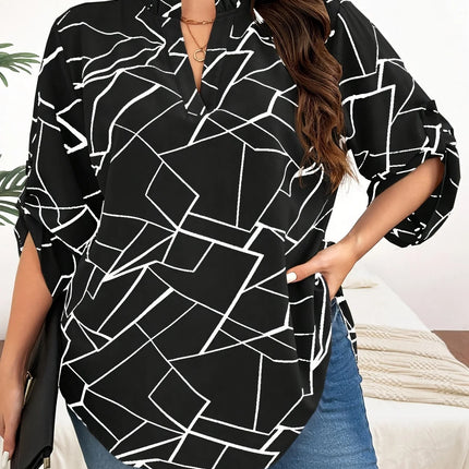 Plus Size Spring Autumn Women's Elegant Blouses Shirt Casual Fashion V Neck Loose Long Sleeve Female Tops