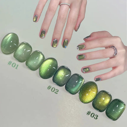 1-9pcs WS Autumn Winter Nail High-density Green Glass Bead Cat Eye Gel Nail Polish 2025 Popular Whitening Nail Art Nail Supplies