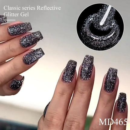 8ml Reflective Glitter Gel Nail Polish Nail Art Shiny Effect Semi Permanent UV  LED Gel Varnish Manicure DIY Nail Supplies